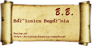 Bölcsics Begónia névjegykártya
